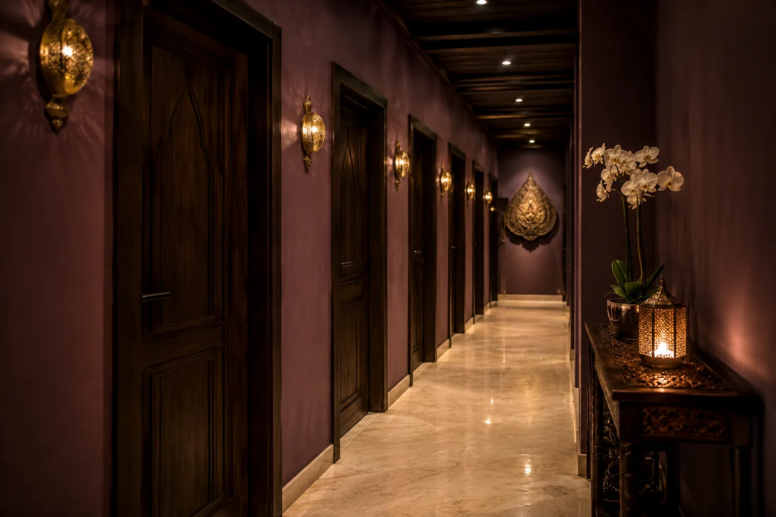 Masaj odalarının koridoru — Lila Spa, Bayrampaşa misafirlerine hizmet veren salon