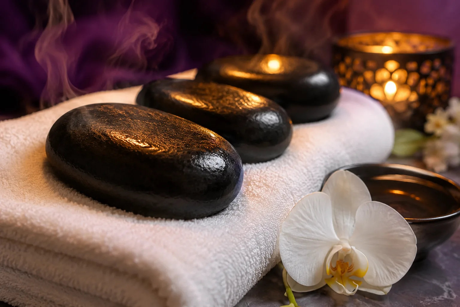 Sıcak taş masajı uygulaması — Lila Spa, Bayrampaşa misafirlerine hizmet veren salon